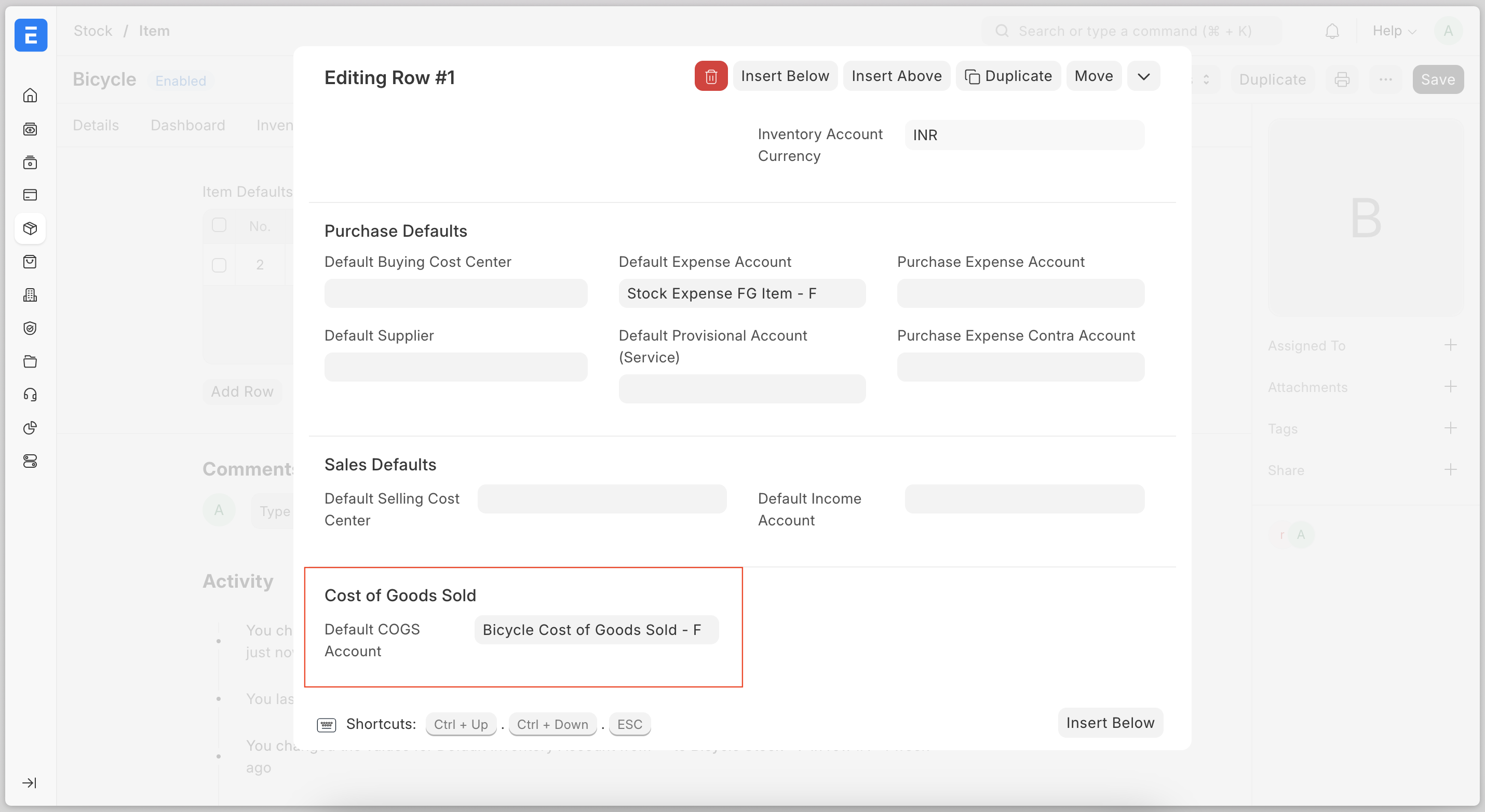 Item-wise COGS Account